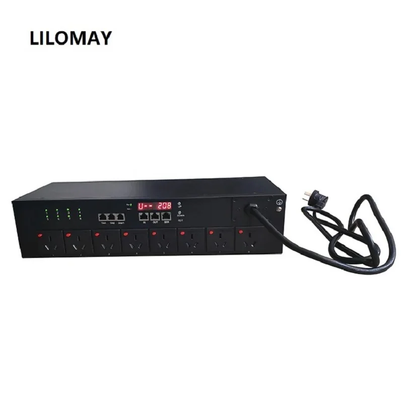 

Customized 16A Input 8-bit 10A Output SNMP Intelligent PDU Monitoring Rack-mounted 1U Power PDU