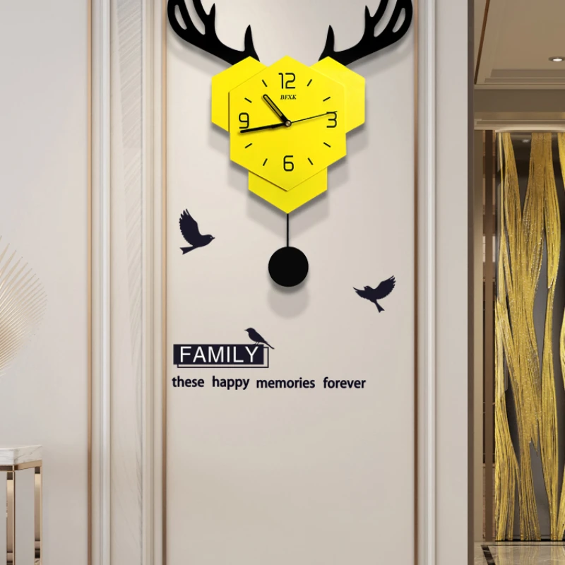 Wall decor Nordic modern minimalist deer head clock wall clock living room home personalized creative clock mute swing
Wall decor Nordic modern minimalist deer head clock wall clock living room home personalized creative clock mute swing