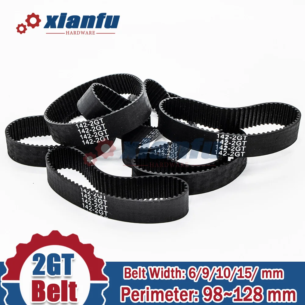 

2GT Timing Belt Perimeter=98 100 102 104 106 108 110 112 114 116 118 120 122 124 126 128mm Pitch 2mm 2M Rubber Width 6/9/10/15mm