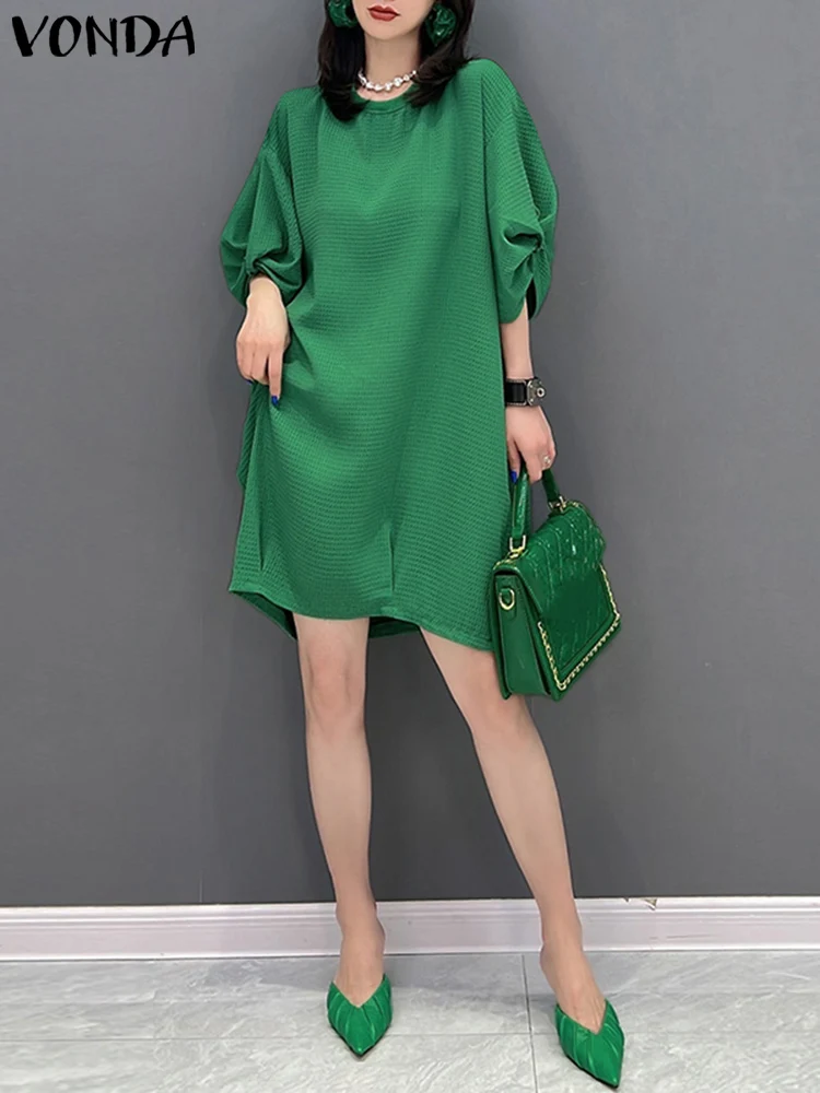 VONDA Elegant Sundress 2023 Solid Color Mini Dress Women Summer Half Sleeve Casual Fashion Loose Round Neck Vintage Party Robe
VONDA Elegant Sundress 2023 Solid Color Mini Dress Women Summer Half Sleeve Casual Fashion Loose Round Neck Vintage Party Robe