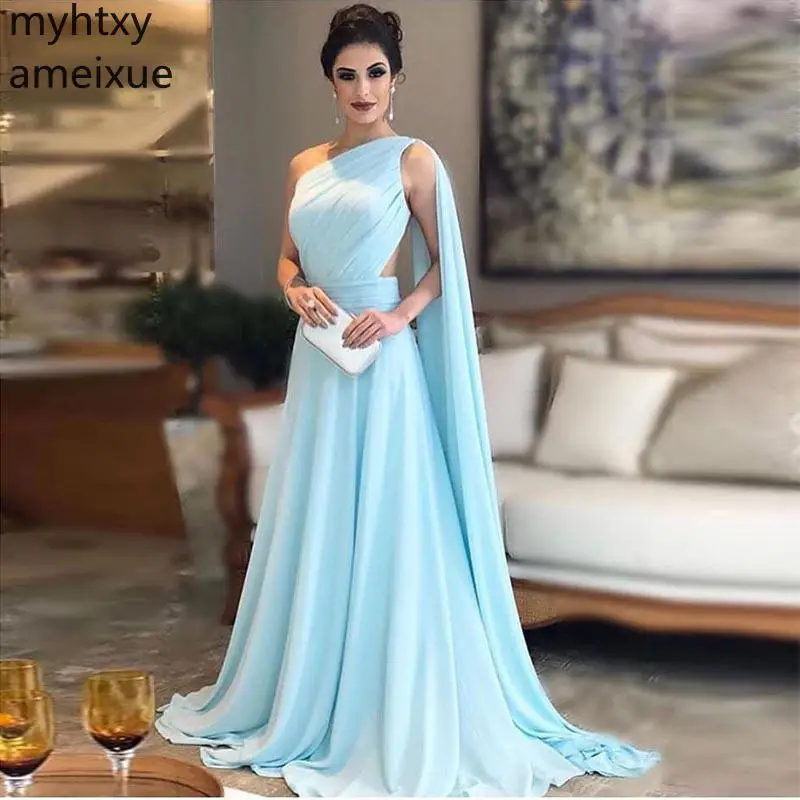 Party Gowns Elegant One Shoulder Blue Plus Size Evening Dress Sleeveless Pleats Chiffon Long Prom Illusion Back Women Formal
Party Gowns Elegant One Shoulder Blue Plus Size Evening Dress Sleeveless Pleats Chiffon Long Prom Illusion Back Women Formal