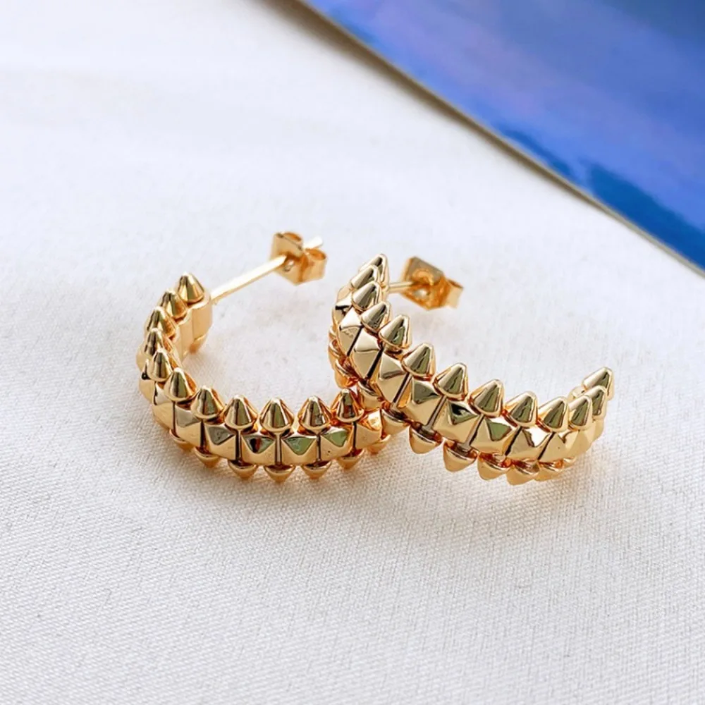 

2024 18K Sterling Silver Women's Piercing Rivet Earrings for Girls Wedding Hoop Imitation of Mark High Quality Official Store