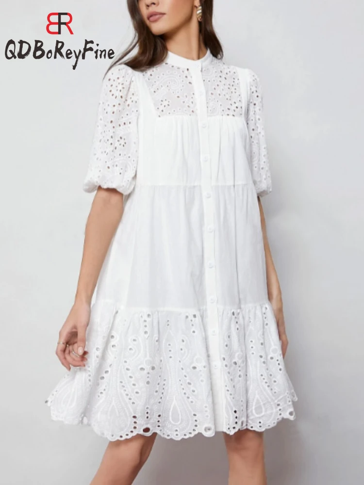 

Белое Женское летнее платье, элегантное милое платье-футболка с вырезами для школы и девушек, офисный Повседневный свободный сарафан, мини-платья для женщин