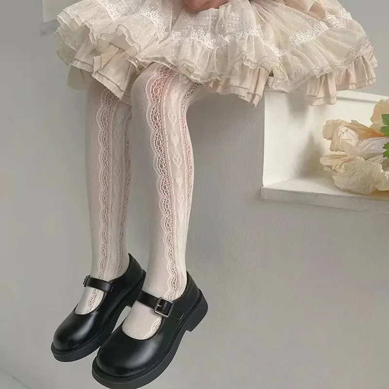 

Spanish Style Baby Stockings Kid Sweet White Lolita Princess Pantyhose Girls' Lace Fishnet Ballet Tights Cute Girl Body Stocking