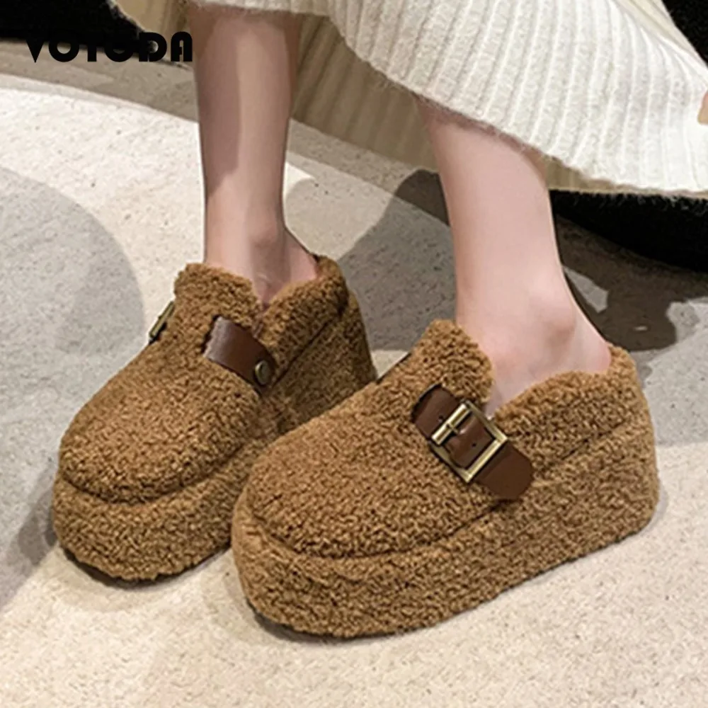New Women Wedge Heel Lambswool Slippers Casual Thick Sole Outdoor Mules Warm Plush Women Cotton Shoes Fashion High Heels Slides
New Women Wedge Heel Lambswool Slippers Casual Thick Sole Outdoor Mules Warm Plush Women Cotton Shoes Fashion High Heels Slides
