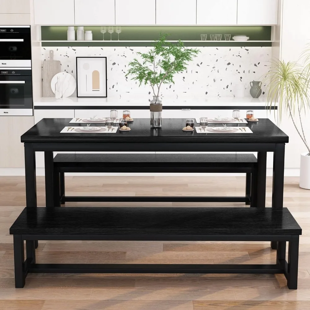 AWQM 43.3" Dining Table Set for 4 with 2 Benches, Metal Frame & Thickened Board for Kitchen, Restaurant
AWQM 43.3" Dining Table Set for 4 with 2 Benches, Metal Frame & Thickened Board for Kitchen, Restaurant