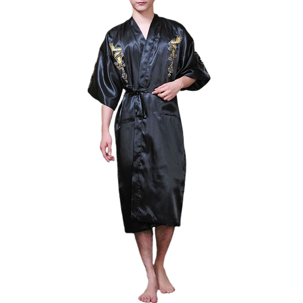 Men's Satin Silk Chinese Dragon Embroidery Robe Kimono Bathrobe Pajamas Sleepwear Gown Bath Robes Pijama Clothing
Men's Satin Silk Chinese Dragon Embroidery Robe Kimono Bathrobe Pajamas Sleepwear Gown Bath Robes Pijama Clothing