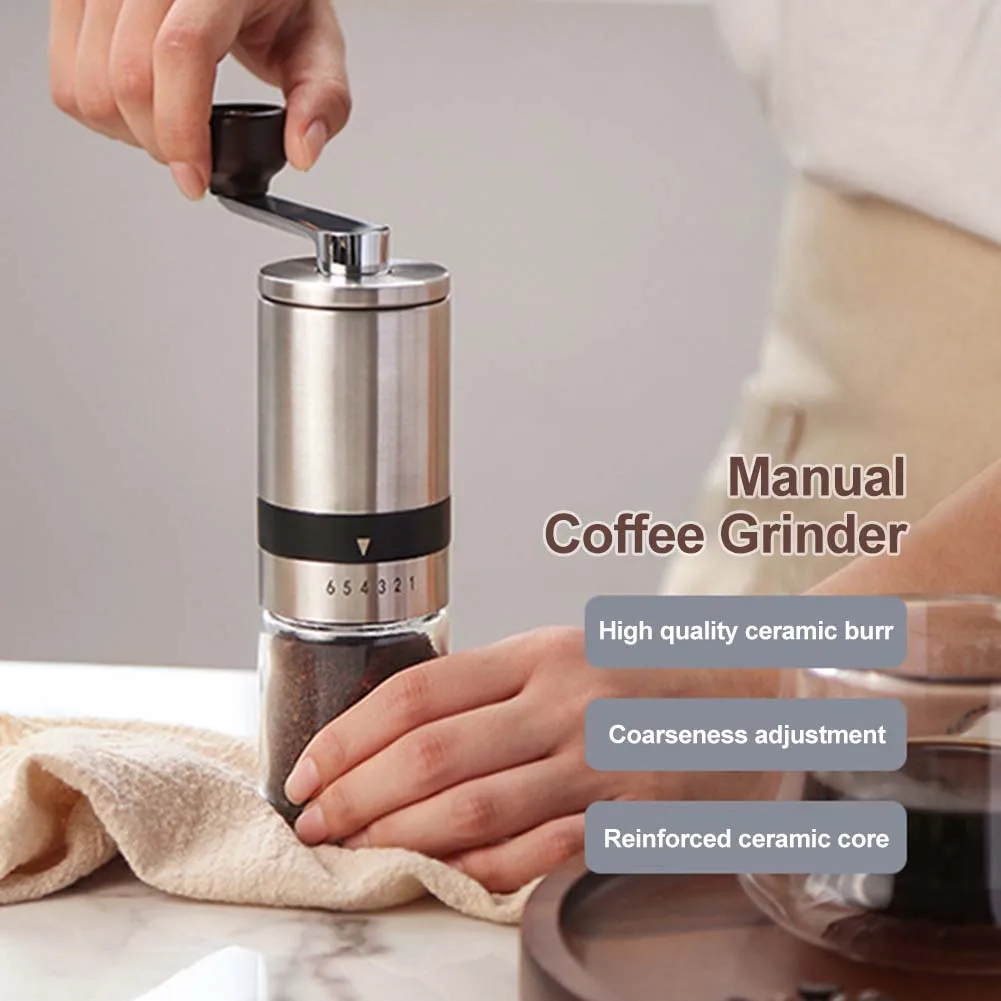 1PCS Manual Coffee Grinder Stainless Steel Hand Coffee Mill Ceramic Adjustable Coffee Bean Grinder For Home Office Coffeeware
1PCS Manual Coffee Grinder Stainless Steel Hand Coffee Mill Ceramic Adjustable Coffee Bean Grinder For Home Office Coffeeware