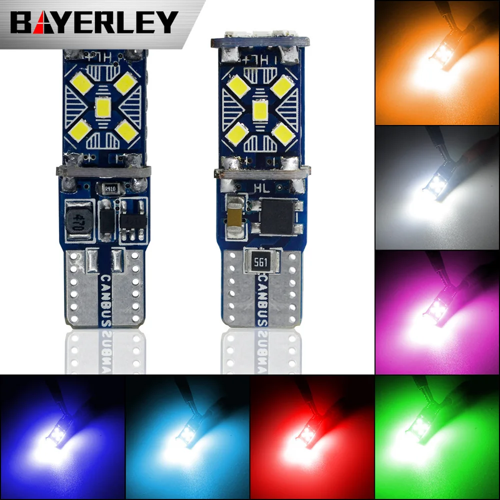 

10pcs Led Car Light T10 Width Lamp 3020 2016 15smd 5W CANBUS Electrodeless Decoding Car Bulb White Blue Red Green Yellow