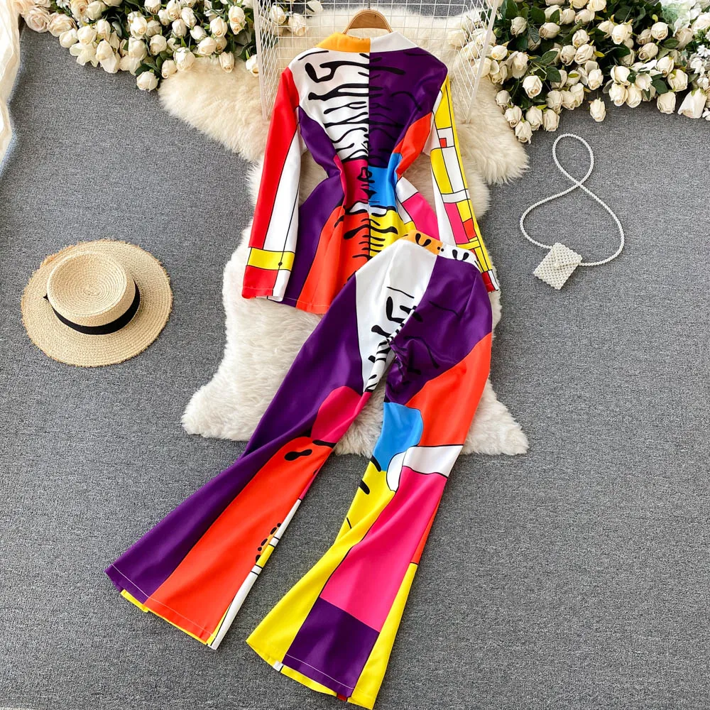 Women's Fashion Set Spring/Autumn 2023 New Vintage Printed Suit Coat High Waist Flare Pants Two Piece Set
Women's Fashion Set Spring/Autumn 2023 New Vintage Printed Suit Coat High Waist Flare Pants Two Piece Set