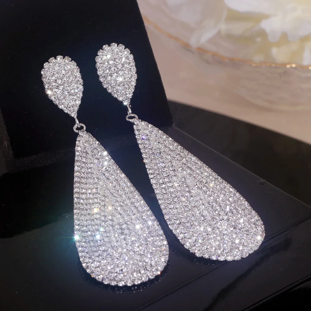 Classic Elegant White Rhinestone Water Drop Shape Pendant Earrings for Women Silver Color Dangle Earrings Wedding Party Jewelry 2 Mallzona Scd64aeab2d5c48189c5f498bd3756f14l Classic Elegant White Rhinestone Water Drop Shape Pendant Earrings for Women Silver Color Dangle Earrings Wedding Party Jewelry Mallzona