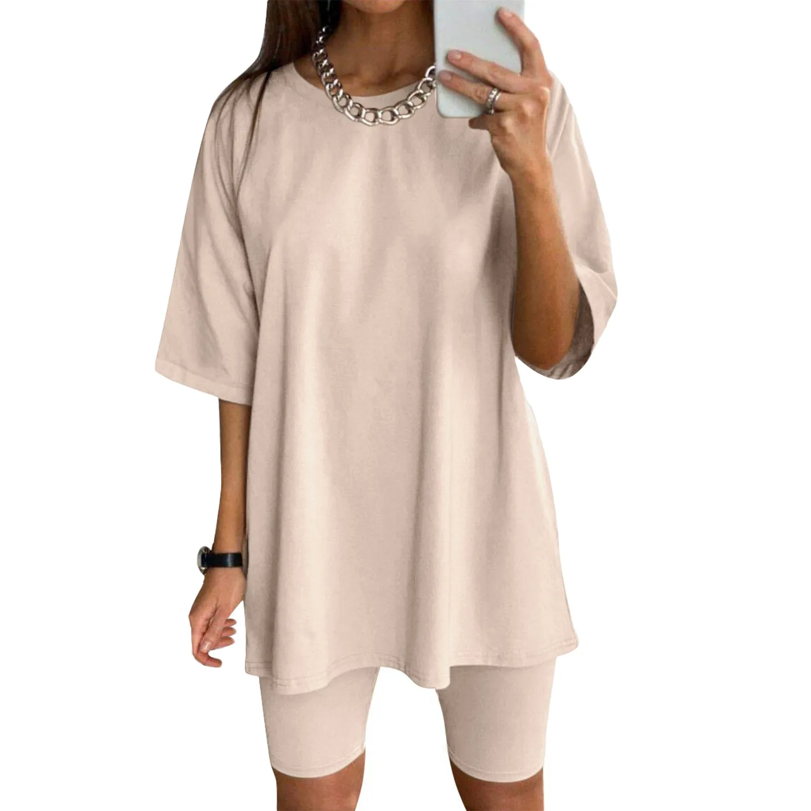 Summer 2 Piece Sets Ladies Outfit Classic Solid Crewneck Short Sleeve Tops And Skinny Shorts Short Sets Casual Yoga Sportswear
Summer 2 Piece Sets Ladies Outfit Classic Solid Crewneck Short Sleeve Tops And Skinny Shorts Short Sets Casual Yoga Sportswear