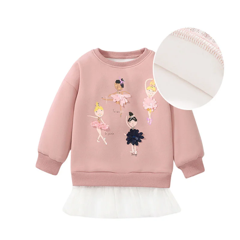 

Jumping Meters 2-7T Fairy Tale Girls Sweatshirts With Fleece Inside Warm Children's Clothing Hot Selling Baby Shirts Tops