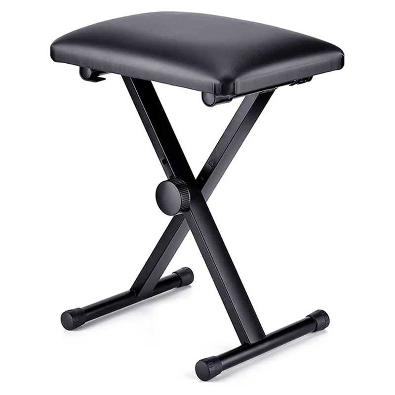 

Keyboard Bench Adjustable Piano Bench X-Style Foldable Piano Stool Collapsible Chair With Black Padded Cushion