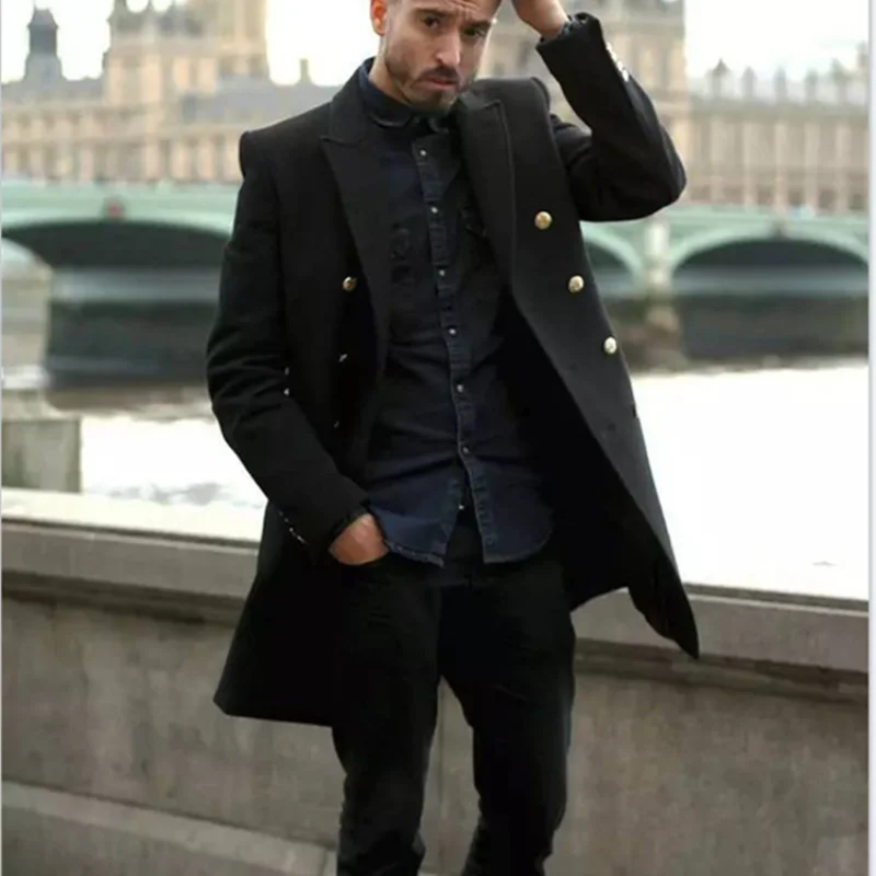 

Мужская повседневная куртка в европейском и американском стиле, свободный Тренч с отложным воротником, двубортная элегантная мужская ветровка на зиму