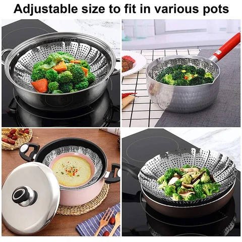 

Stainless Steel Folding Lotus Steamer Food Steamer Vegetable And Fruit Basket Mesh Cookware Cooking Utensils Kitchen Tools