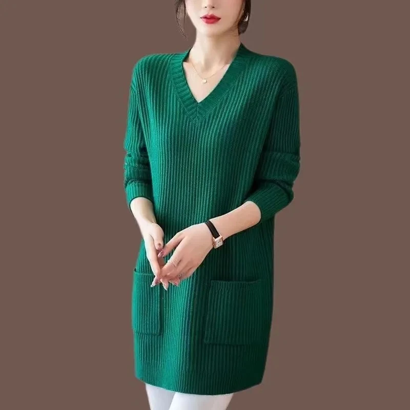 2024 Autumn Winter Women Pullover Knitting Sweater Dress And Female Fashion Jumper High-end Mid length Wool Knitted Sweaters
2024 Autumn Winter Women Pullover Knitting Sweater Dress And Female Fashion Jumper High-end Mid length Wool Knitted Sweaters