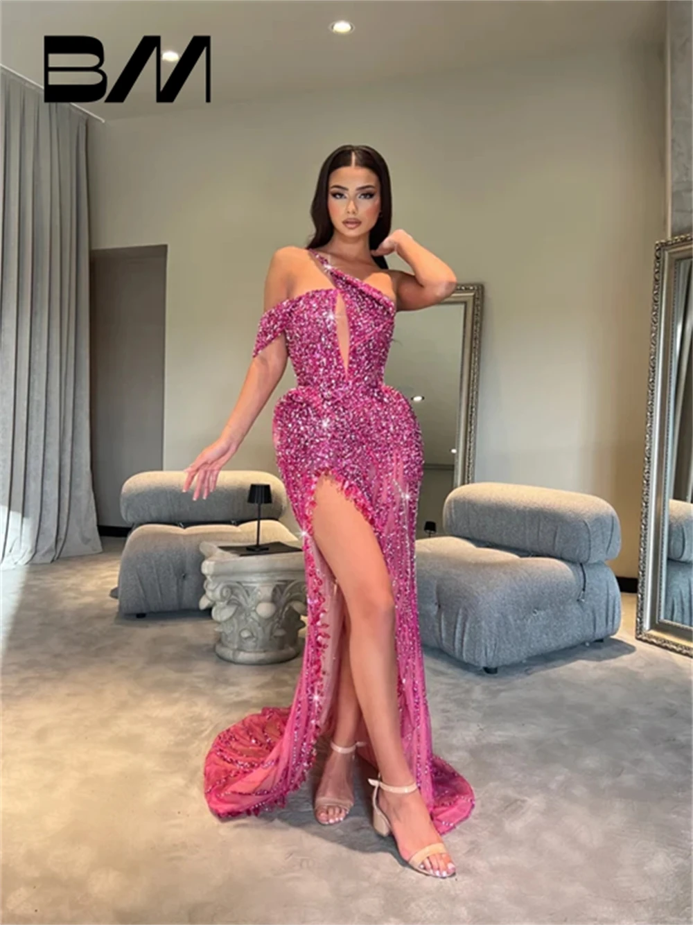 Hot Pink Sparkle Women Long Prom Dresses Cocktail Party Gown With Side Slit Sequined Formal Occasion Dresses Custom Made
Hot Pink Sparkle Women Long Prom Dresses Cocktail Party Gown With Side Slit Sequined Formal Occasion Dresses Custom Made