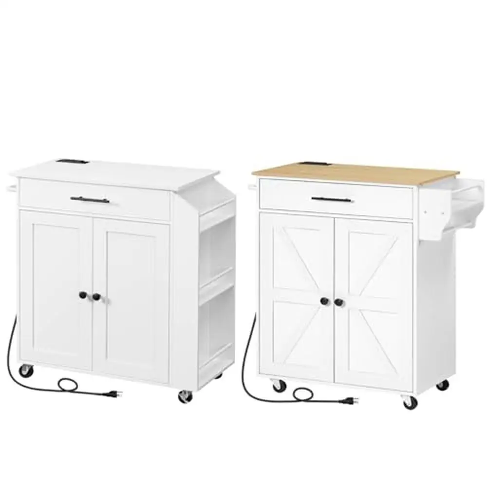 Rolling Kitchen Cart with Power Outlet Adjustable Spice Rack and Drawer Storage Island Kitchen Cabinet with Charging Station
Rolling Kitchen Cart with Power Outlet Adjustable Spice Rack and Drawer Storage Island Kitchen Cabinet with Charging Station
