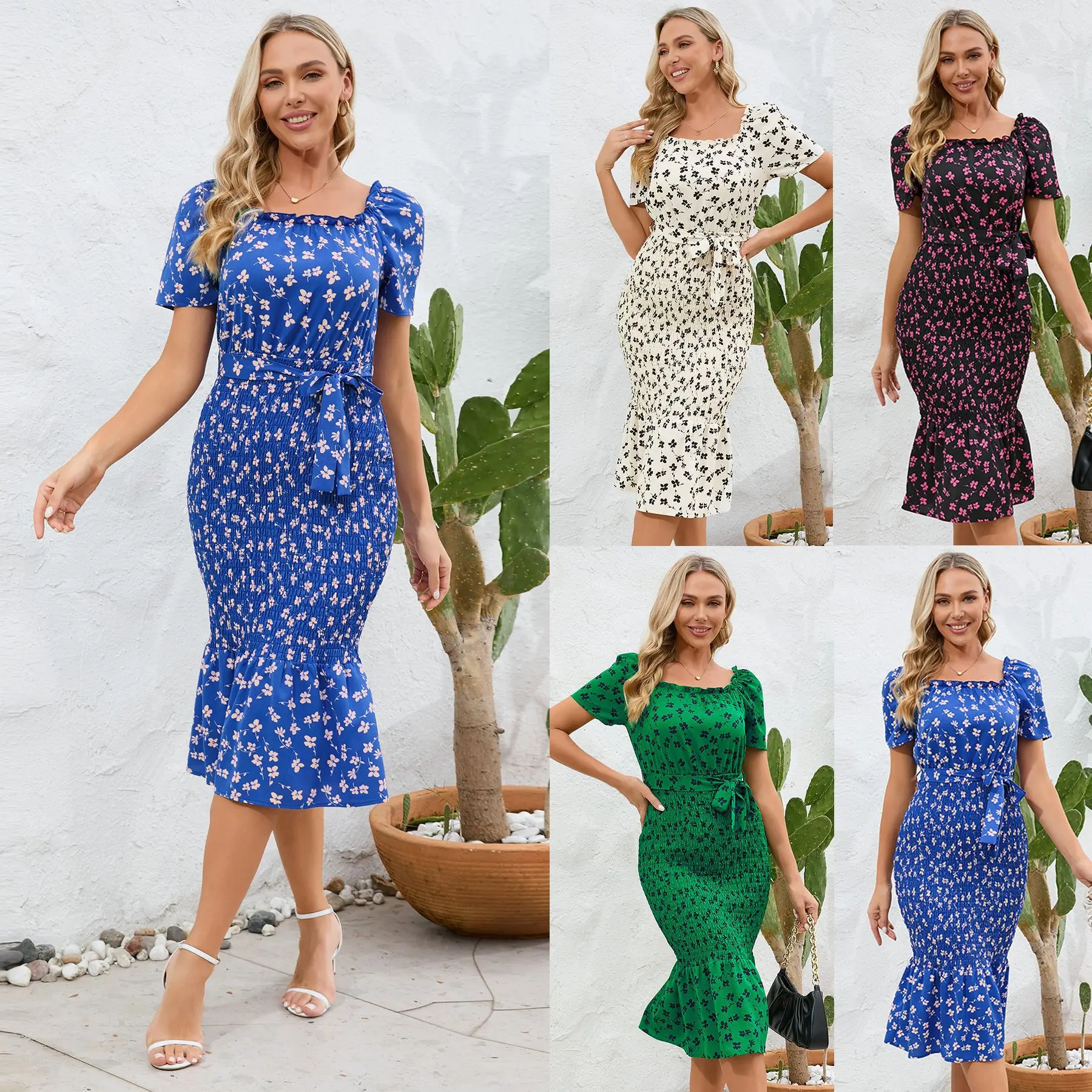 Women's Sexy Hip Wrap Floral Flounce Long Dress Summer Skinny Dresses Elegant Fashion Casual New Short-Sleeved Female Clothing
Women's Sexy Hip Wrap Floral Flounce Long Dress Summer Skinny Dresses Elegant Fashion Casual New Short-Sleeved Female Clothing