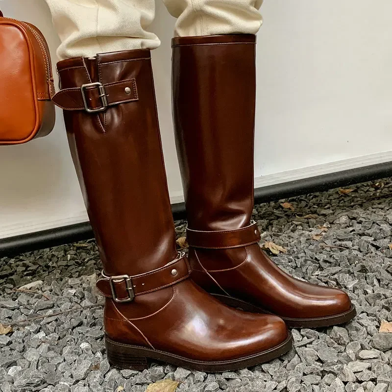 Luxury Brand Dark Brown Black Genuine Cow Leather Women Western Cowboy Boots Buckle Belt Designer Knee-high Riding Boot Shoes
Luxury Brand Dark Brown Black Genuine Cow Leather Women Western Cowboy Boots Buckle Belt Designer Knee-high Riding Boot Shoes