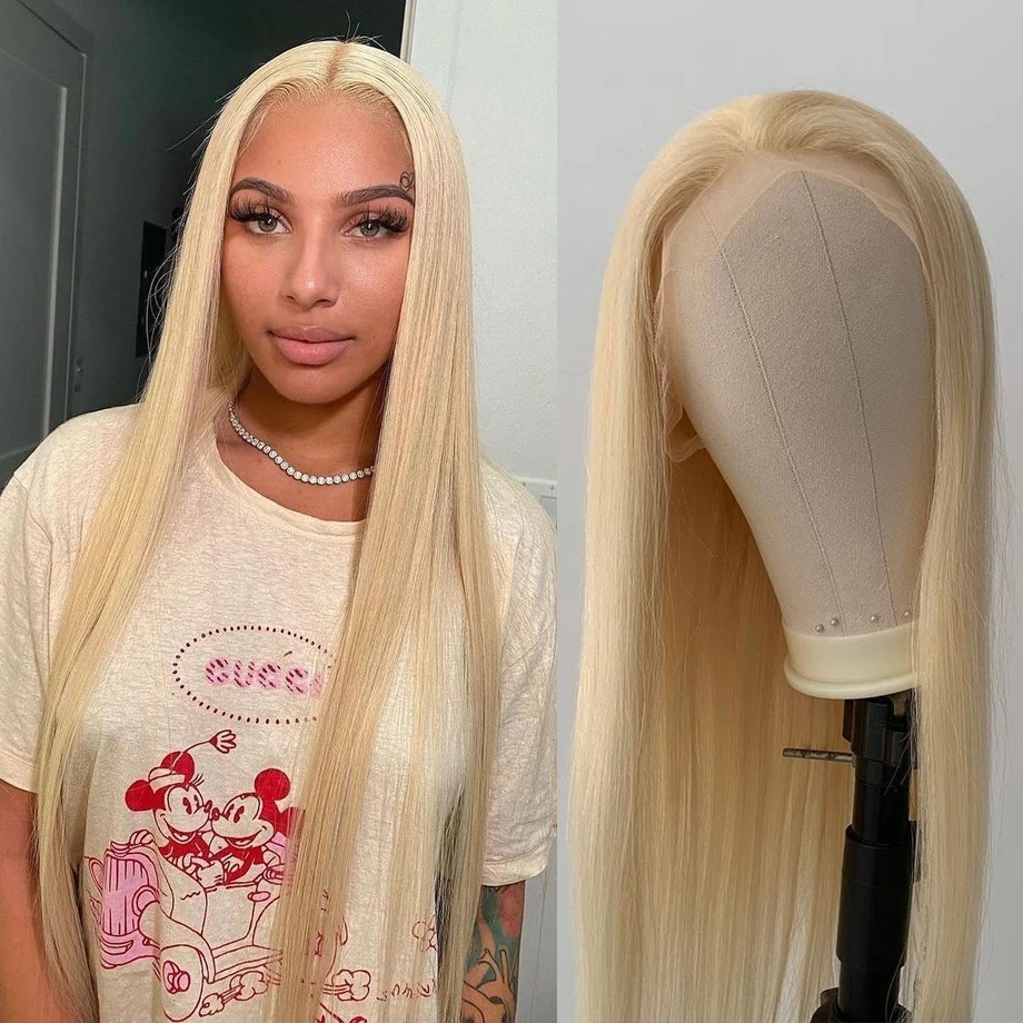 

613 13x6 HD Lace Frontal Wig Blonde 613 13x4 Lace Front Human Hair Wigs 180 Density Pre Pucked Glueless Straight Human Hair Wigs