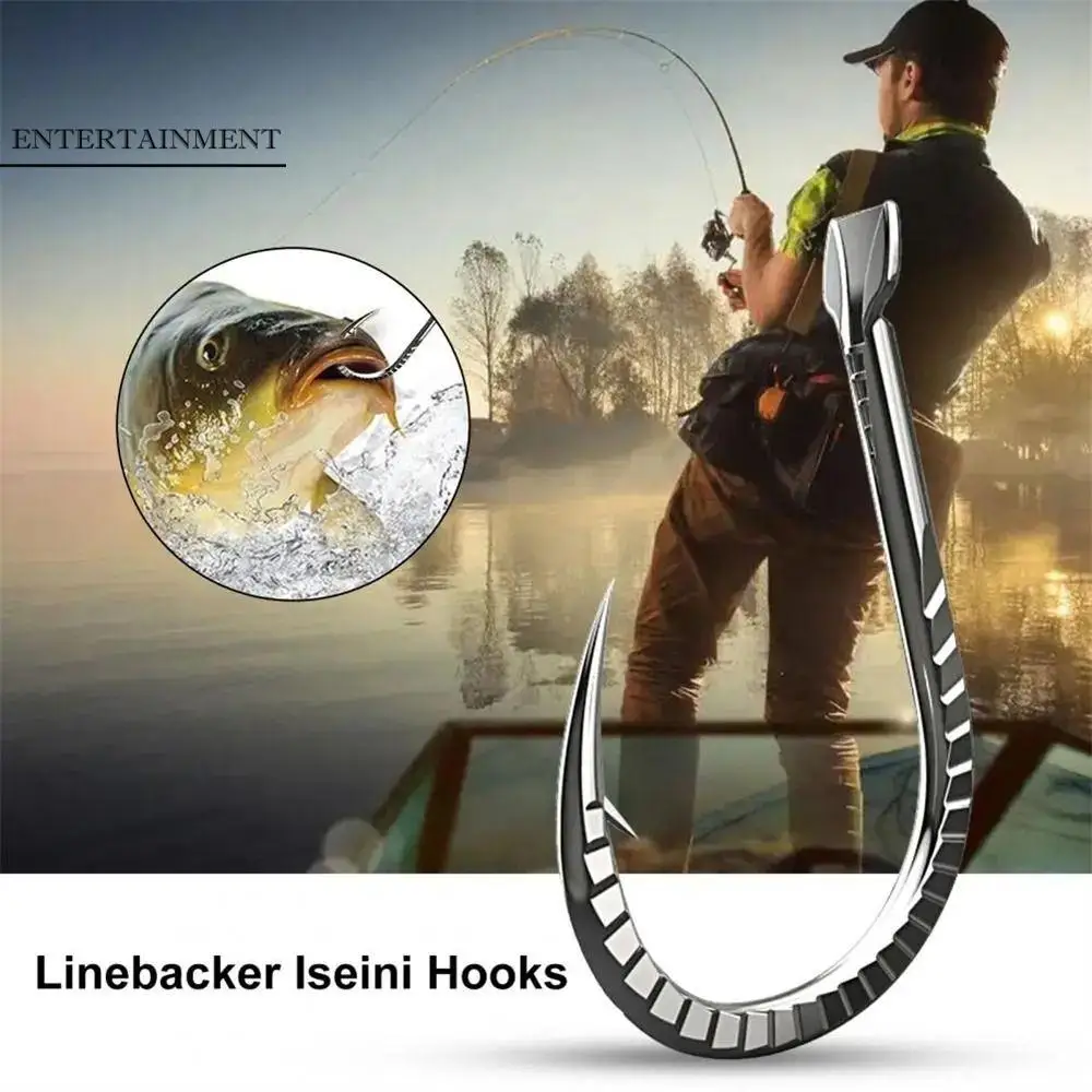 

20Pcs Fishing Hooks Fishing Tackle Strong Sleeve Black Pit Snake Shaped Belly Line Slot Fishhook Accessories