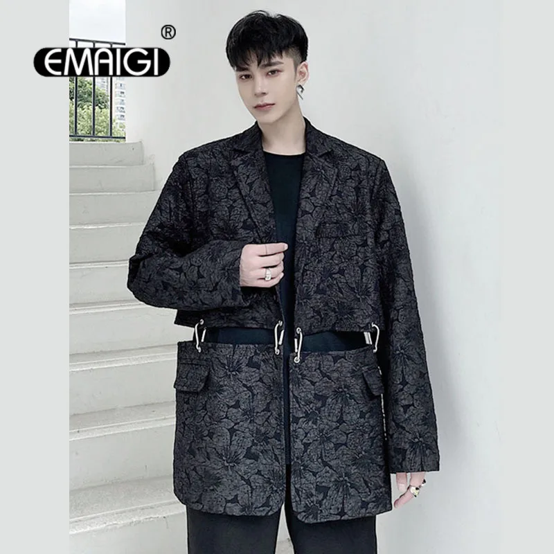 Men Removable Hem Jacquard Fabric Loose Casual Suit Blazers Jacket Male Streetwear Vintage Fashion Suit Coat Outerwear
Men Removable Hem Jacquard Fabric Loose Casual Suit Blazers Jacket Male Streetwear Vintage Fashion Suit Coat Outerwear