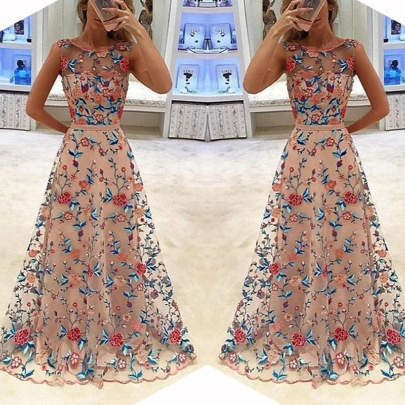 2021 Summer Women SexySleeveless Mesh Party Dress O-Neck High Waist Embroidery Fashion Big Swing Long Dress Vestidos De Verano
2021 Summer Women SexySleeveless Mesh Party Dress O-Neck High Waist Embroidery Fashion Big Swing Long Dress Vestidos De Verano