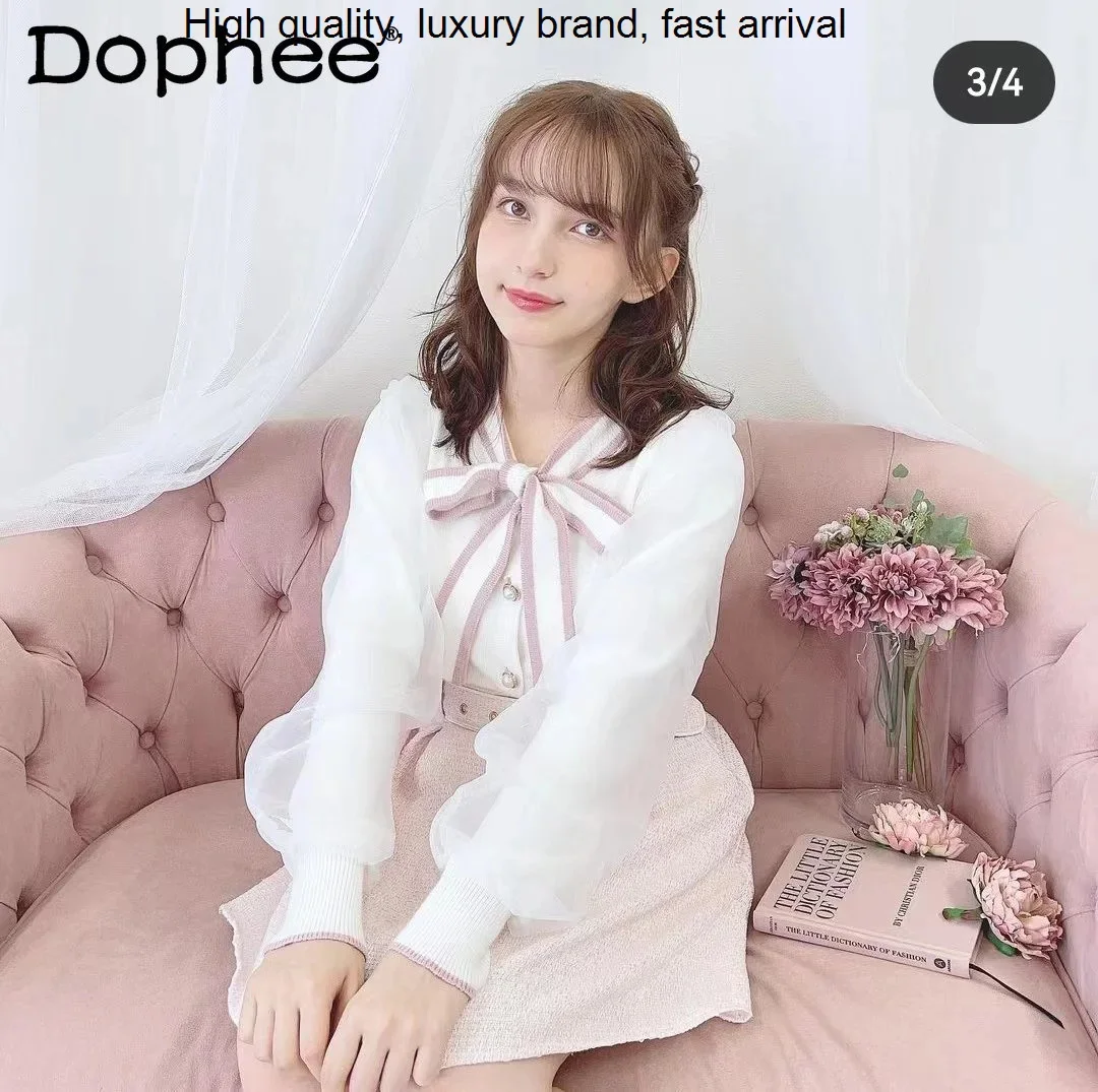 Tulle Japanese Lolita Puff Sleeve Knitted Cardigan s for Women 2023 Spring New Sweet Big Bow Sweater Coat Top
Tulle Japanese Lolita Puff Sleeve Knitted Cardigan s for Women 2023 Spring New Sweet Big Bow Sweater Coat Top
