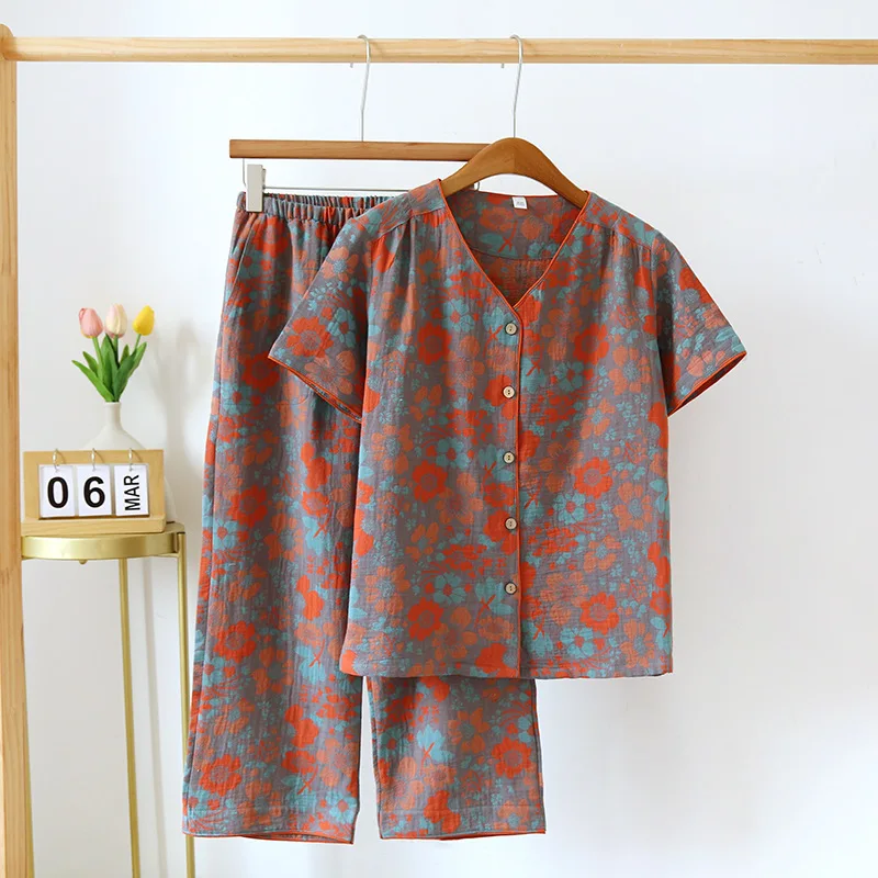 100%Cotton Night Wears For Women Pajama Sets Sleepwear Short Sleeve Loungewear Floral Print New Women's Underwear Night Clothes
100%Cotton Night Wears For Women Pajama Sets Sleepwear Short Sleeve Loungewear Floral Print New Women's Underwear Night Clothes