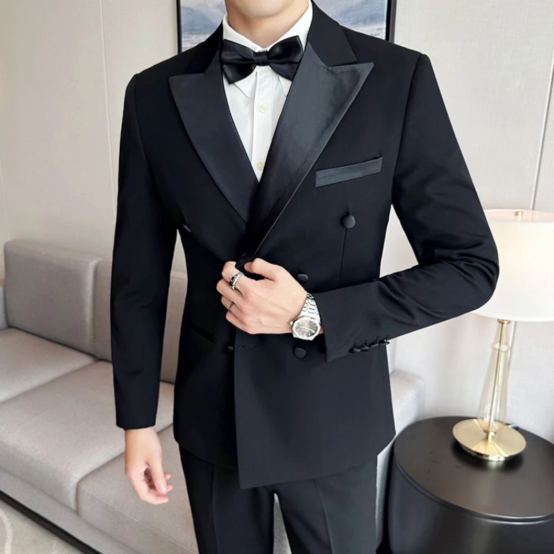Men's Wedding Dress Color Block Collar Suit Jacket Pants Vest Men's Business Double Breasted Casual Wedding Sports 3 Piece Set
Men's Wedding Dress Color Block Collar Suit Jacket Pants Vest Men's Business Double Breasted Casual Wedding Sports 3 Piece Set