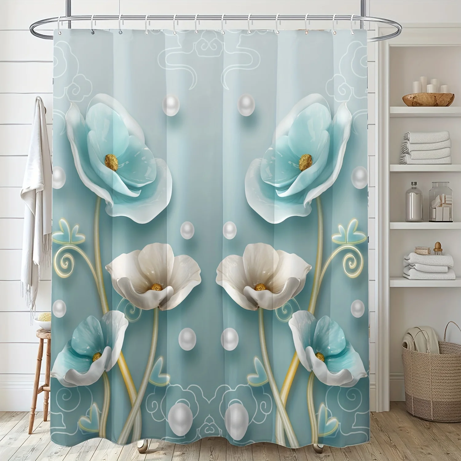 Elegant Flower White Pattern Shower Curtain With Hooks Machine Washable Bathroom Partition Curtain, Bath Decor, Window Curtain
Elegant Flower White Pattern Shower Curtain With Hooks Machine Washable Bathroom Partition Curtain, Bath Decor, Window Curtain