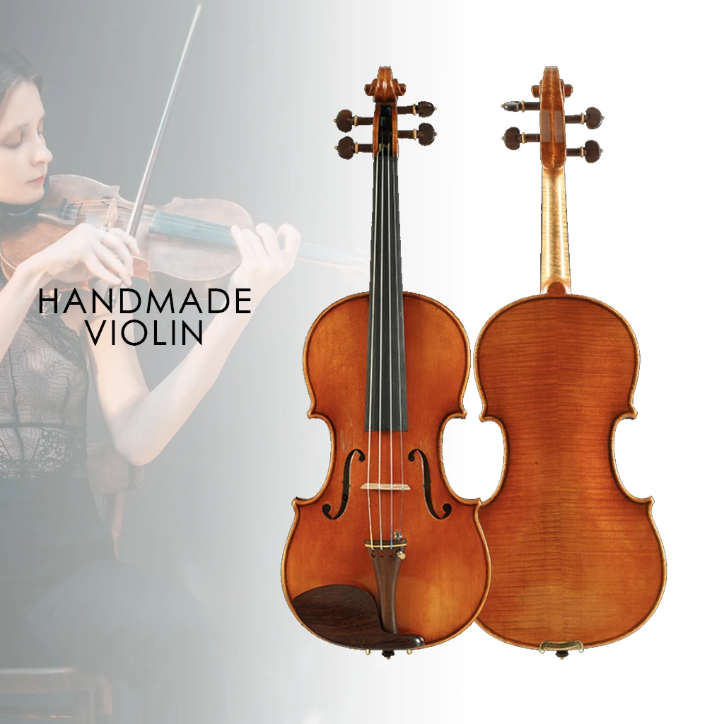 

Handmade Master Concert Stradivari Style Violin European Spruce Two Piece Flamed Maple 4/4 3/4 1/2 Fiddle Orchestra Players SET