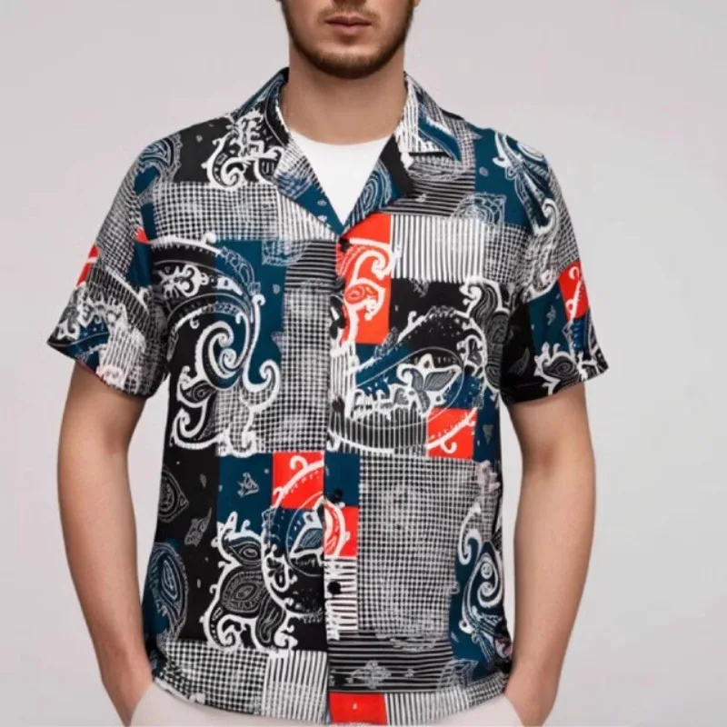 Cashew Flower Men's Loose Versatile Beach Outfit Button Contrast Color Printed Short Sleeve Shirt Lapel Collar Vintage Oversize
Cashew Flower Men's Loose Versatile Beach Outfit Button Contrast Color Printed Short Sleeve Shirt Lapel Collar Vintage Oversize