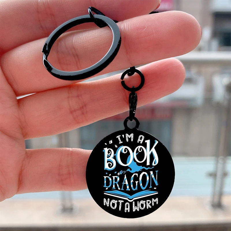 Fashion I am Book Dragon not a worm Key Tag Motorcycles Cars Backpack Chaveiro Keychain For Friends Key Ring Gifts Accessories
Fashion I am Book Dragon not a worm Key Tag Motorcycles Cars Backpack Chaveiro Keychain For Friends Key Ring Gifts Accessories