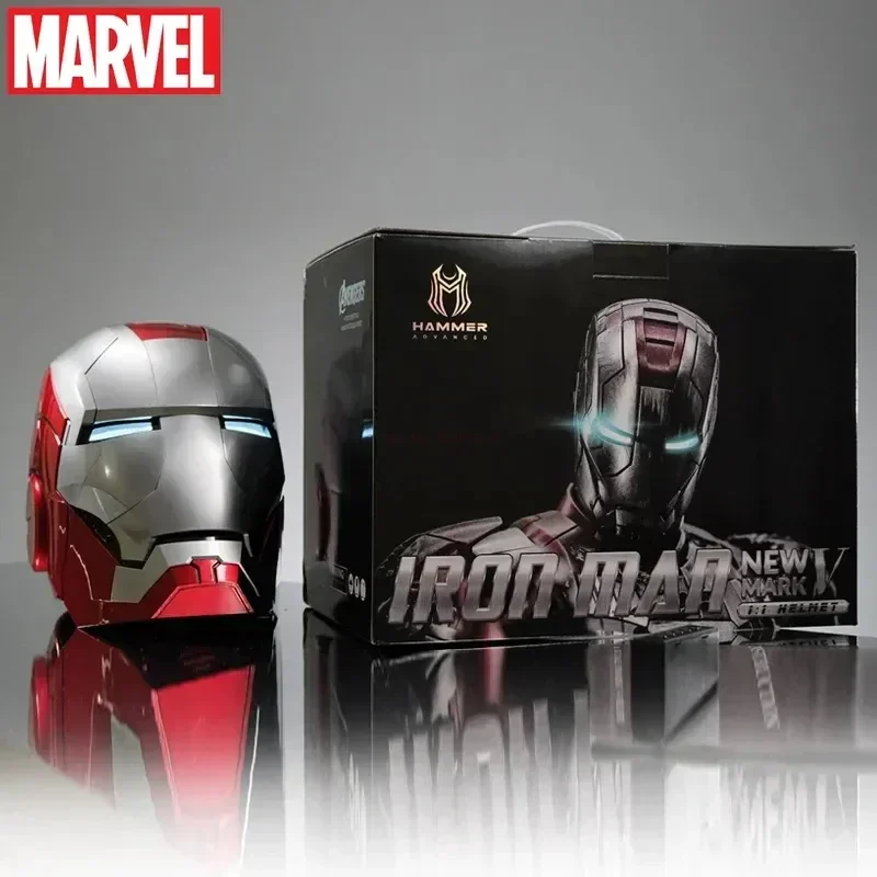 

Marvel Mk5 Iron Man Helmet 8-Piece Opening And Closing Chinese English Voice Control Luminous Mask Collect Cool Christmas Gifts