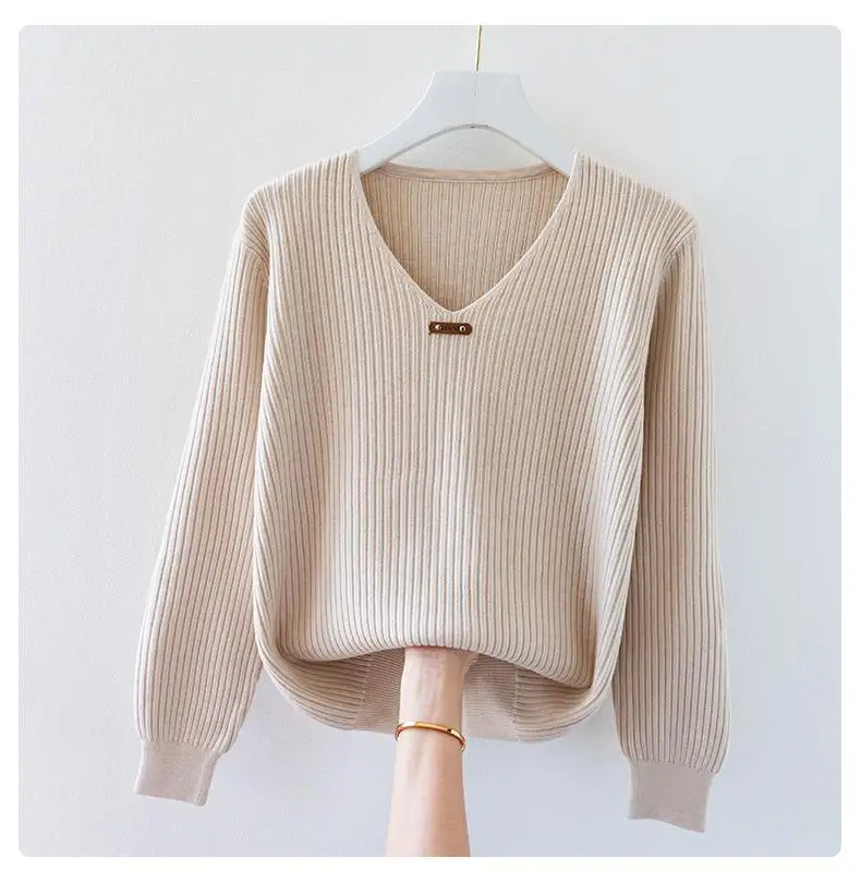 New Solid Slim V-Neck Korean Basic Casual Bottoming Pullovers Tops 2023 Fashion Women Long Sleeve Knitted Sweaters Spring Autumn
New Solid Slim V-Neck Korean Basic Casual Bottoming Pullovers Tops 2023 Fashion Women Long Sleeve Knitted Sweaters Spring Autumn