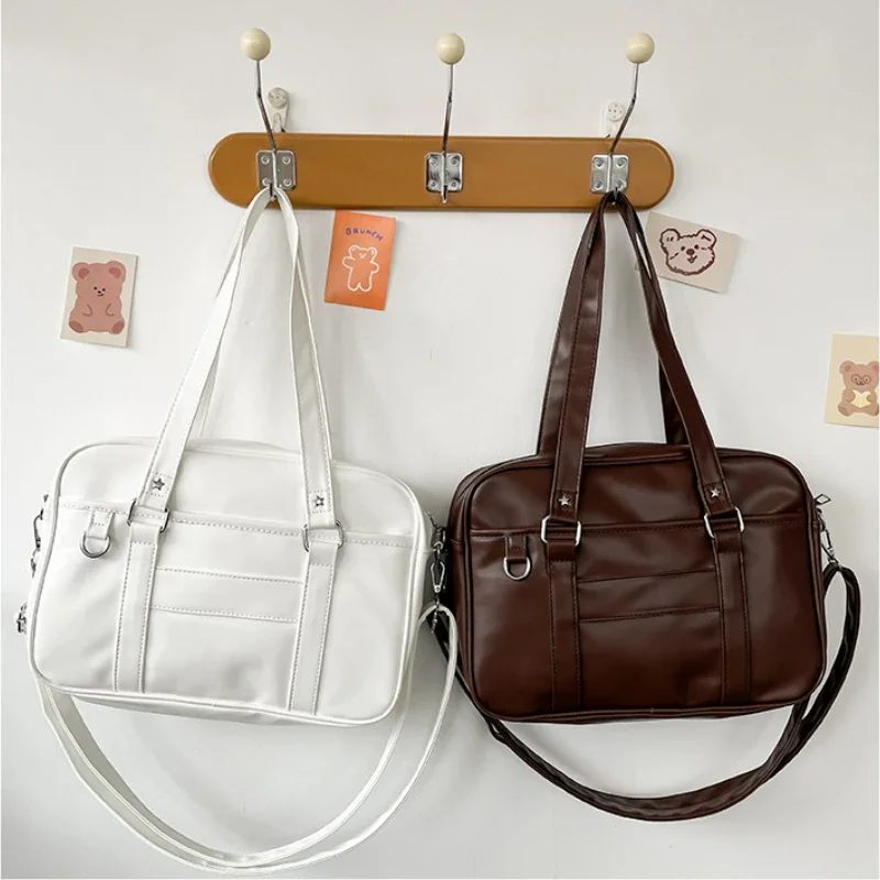 

High School Women Handbags Uniform Bag JK Bags PU Women Simple Leather Student Japanese Bag Bag Itabag Crossbody Shoulder Style