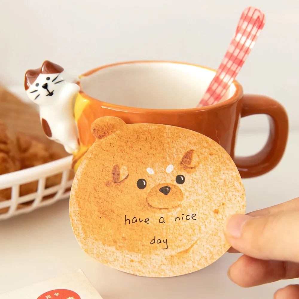 

Not Easily Damaged Kawaii Animal Bread Toast Sticky Strong Viscosity Paper Thickness Note Pads Cute Self-Adhesive Mini Paper