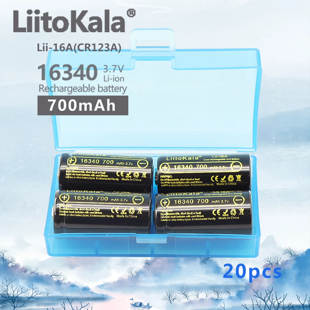 

20PCS LiitoKala Lii-16A CR123A CR17345 16340 700mAh 3V Lithum Battery For Camera Electric Toys Flashlights Shaver Water Meter