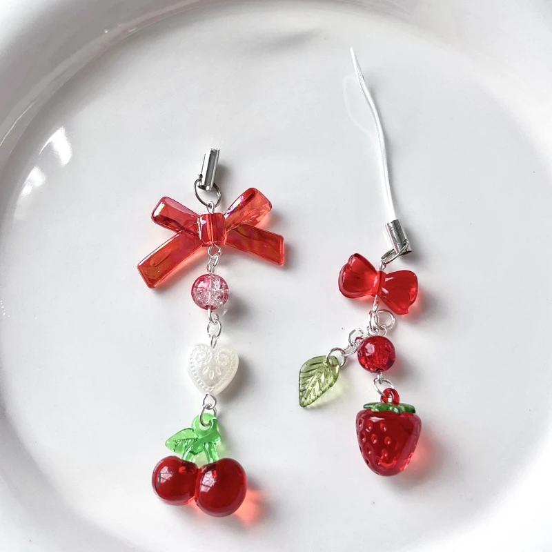 To Cherry Bow Bead Keychain Strawberry Pendant Keychain Essence DIY Backpack Pendant Decoration Sweet Keychain
To Cherry Bow Bead Keychain Strawberry Pendant Keychain Essence DIY Backpack Pendant Decoration Sweet Keychain