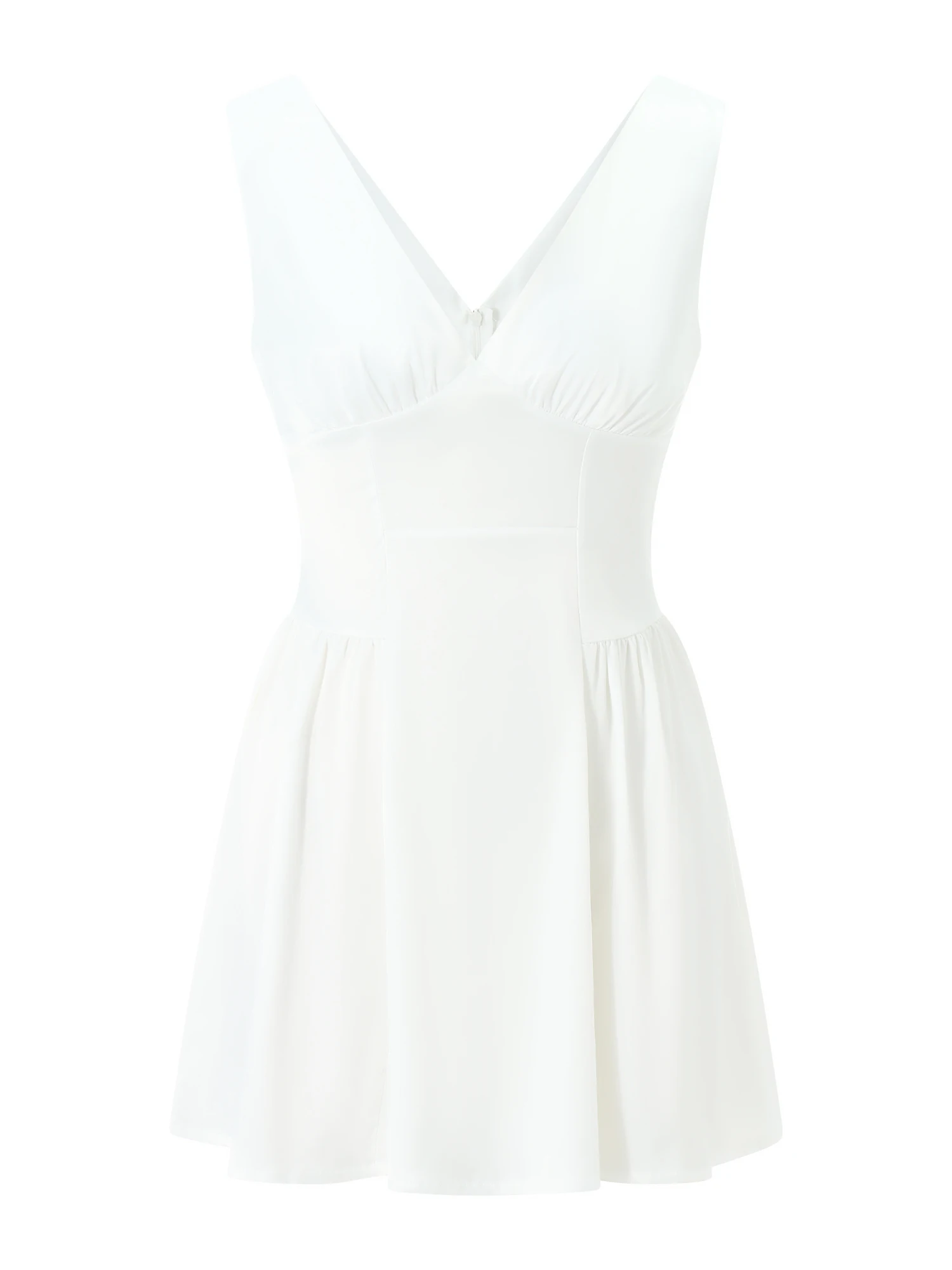 

Женское летнее мини-платье без рукавов Caoirhny, однотонное короткое ТРАПЕЦИЕВИДНОЕ ПЛАТЬЕ С Глубоким V-образным вырезом и высокой талией, пляжная одежда (белая)