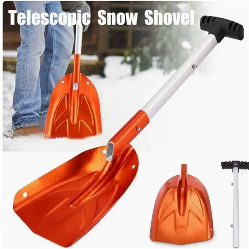 

65 Cm/25.6 Inches Portable Snow Shovel With Anti Slip Handle Large-Capacity Telescopic Design Aluminum Alloy Outdoor Courtyard T