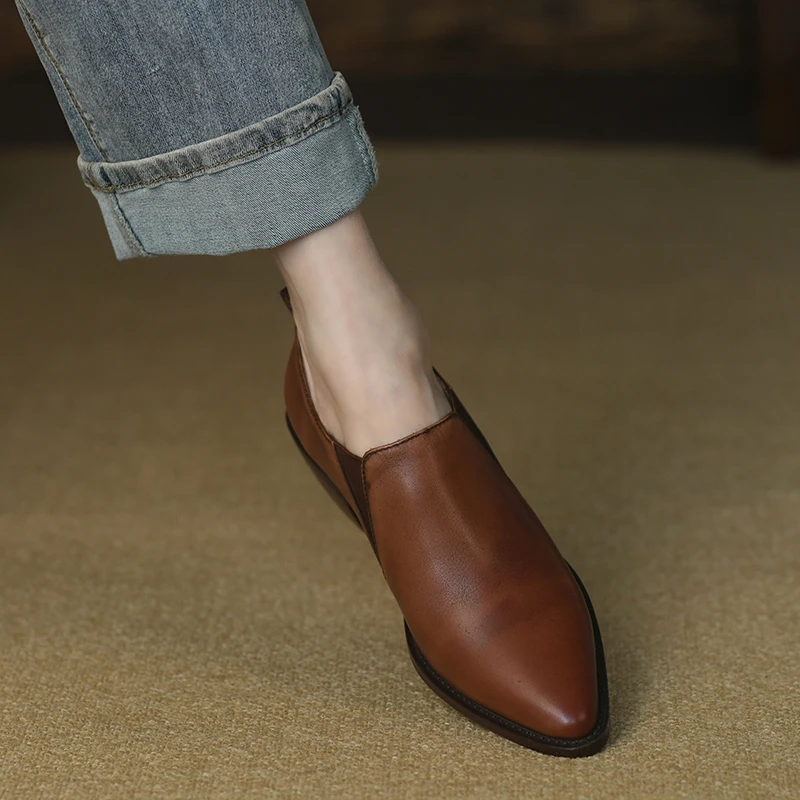 Chunky Heel Shoes Woman Retro Pumps Cowhide Pointed Toe Slip On Women Shoes On Heel Spring Autum Simple Shoes
Chunky Heel Shoes Woman Retro Pumps Cowhide Pointed Toe Slip On Women Shoes On Heel Spring Autum Simple Shoes