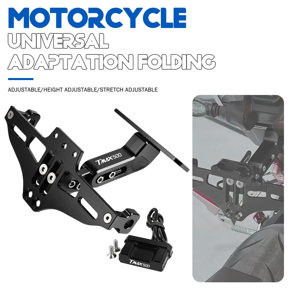 TMAX500 Universal CNC Aluminum Motorcycle Rear License Plate Mount Holder With LED Light FOR YAMAHA TMAX 500 530 2001-2018 2017
TMAX500 Universal CNC Aluminum Motorcycle Rear License Plate Mount Holder With LED Light FOR YAMAHA TMAX 500 530 2001-2018 2017