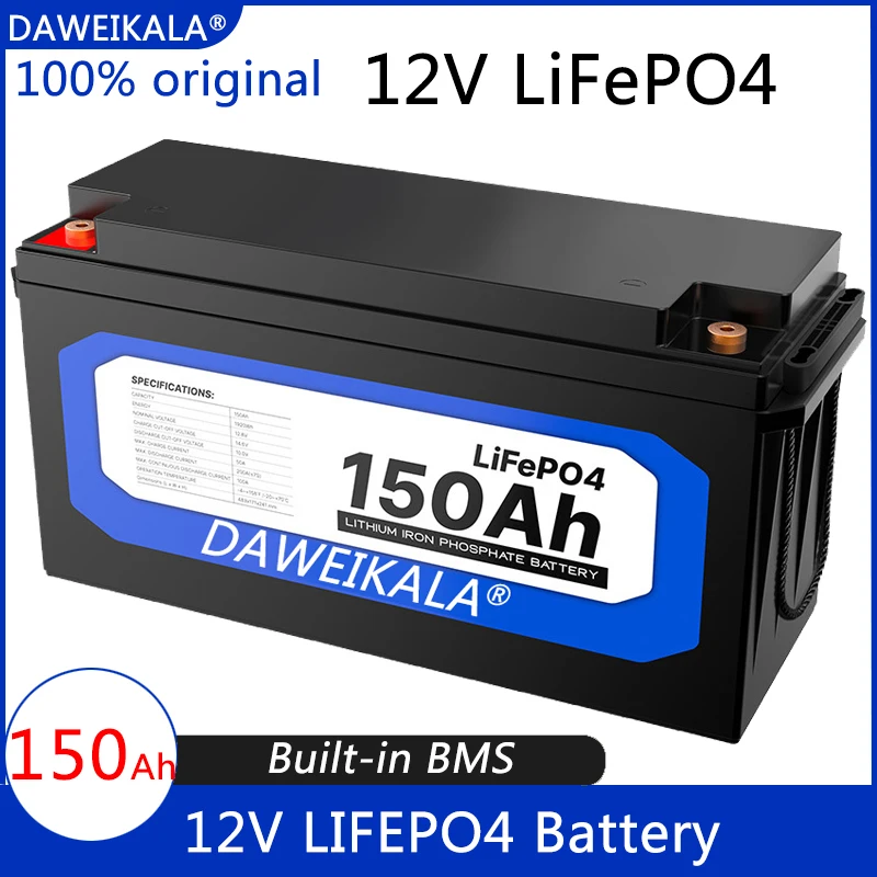 New 12V 20Ah 50Ah 100Ah 150Ah 200Ah LiFePo4 Battery Pack Lithium Iron Phosphate Batteries Built-in BMS For Solar Boat No Tax
New 12V 20Ah 50Ah 100Ah 150Ah 200Ah LiFePo4 Battery Pack Lithium Iron Phosphate Batteries Built-in BMS For Solar Boat No Tax