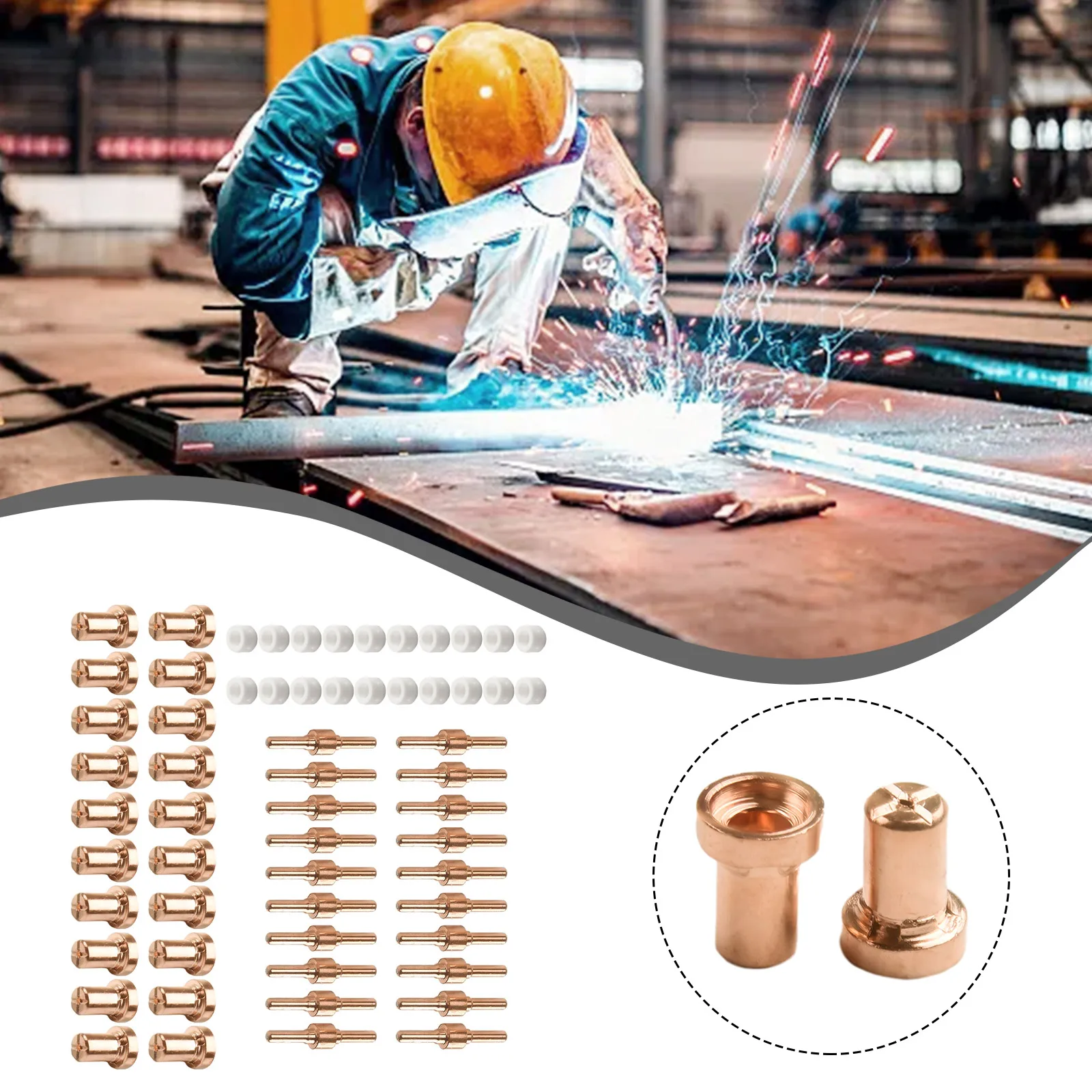 60Pcs Air Plasma Cutter Machine Accessories Nozzle Tips Consumables For LG-40 PT-31 Torch CUT40 CUT50 Electrode Tip Torch Kits
60Pcs Air Plasma Cutter Machine Accessories Nozzle Tips Consumables For LG-40 PT-31 Torch CUT40 CUT50 Electrode Tip Torch Kits
