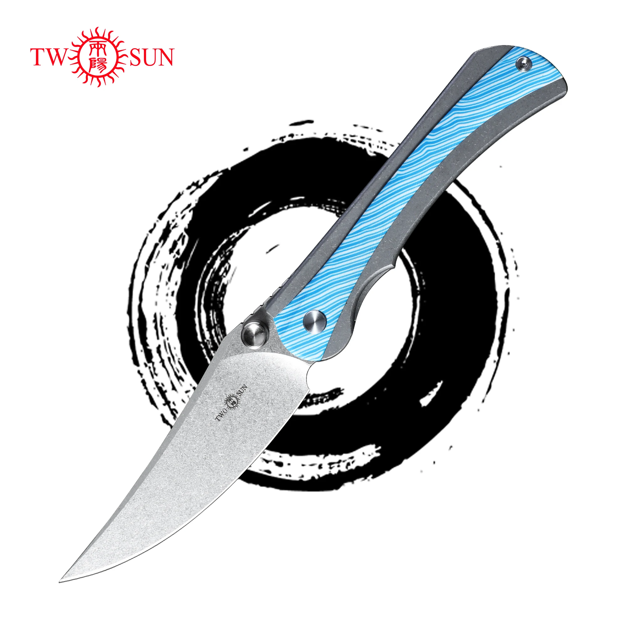 

TWOSUN TS283 Pocket Folding Knife 14C28N Steel Blade Titanium Handle Inlay G10 EDC Tool Survival Camping Hunting Outdoor for Men