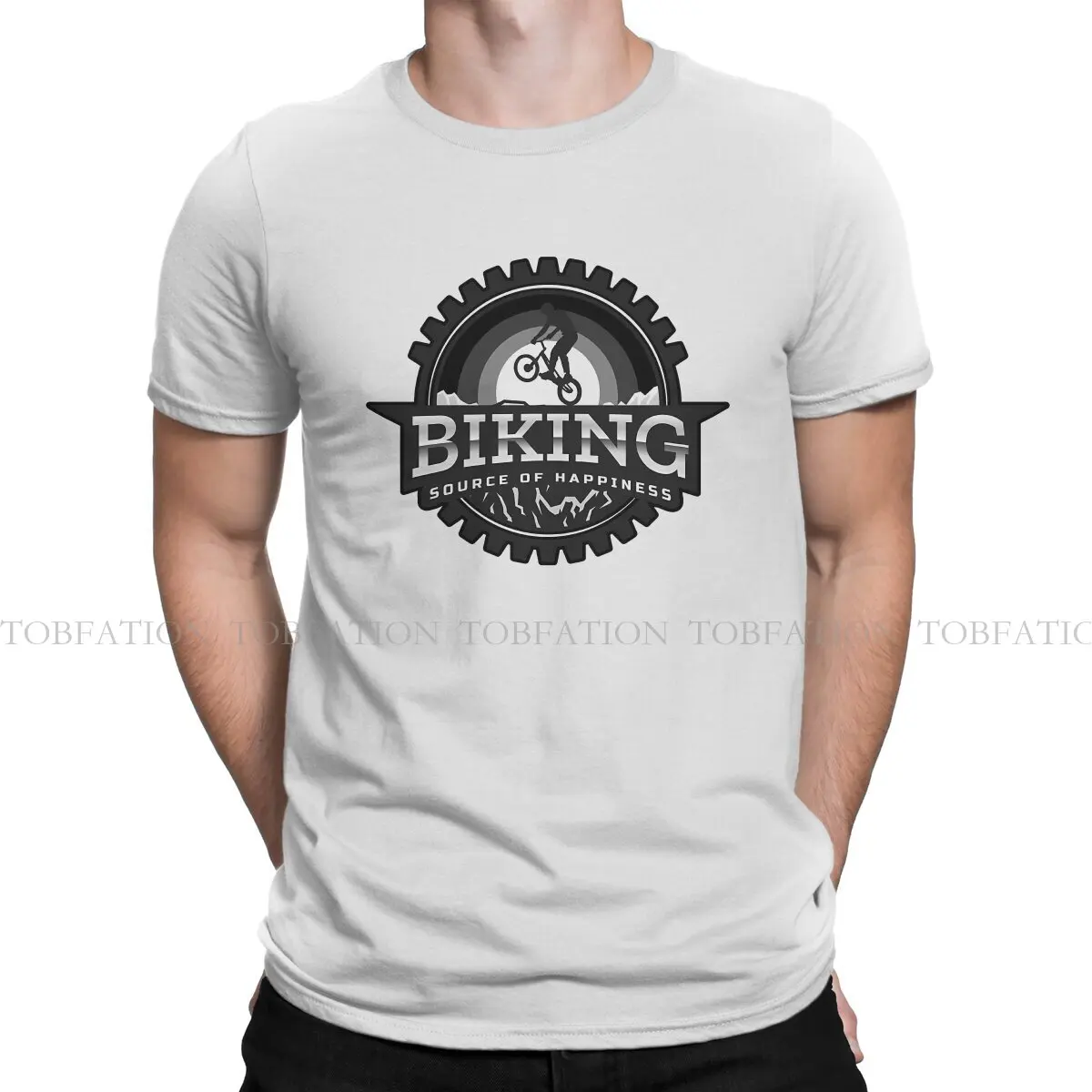 

Велосипедная футболка с изображением источника счастья для мужчин, модная футболка для езды на велосипеде, мягкий пушистый креативный подарок с принтом